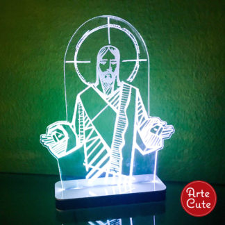 Arte para luminária acrílico LED Cristo