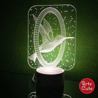 Arte para luminária acrílico LED Beija-flor